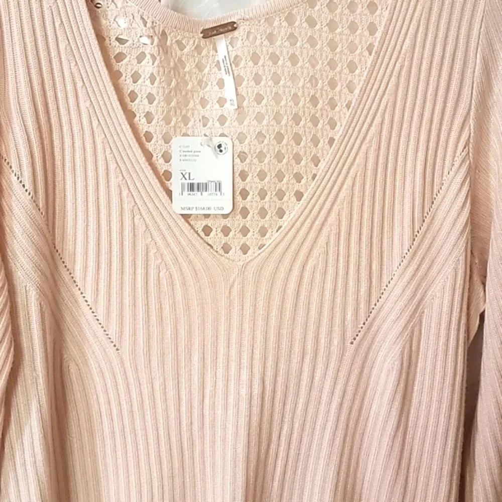NWT FREE PEOPLE STARLIGHT TUNIC SWEATER HUSHED GRAIN XL
